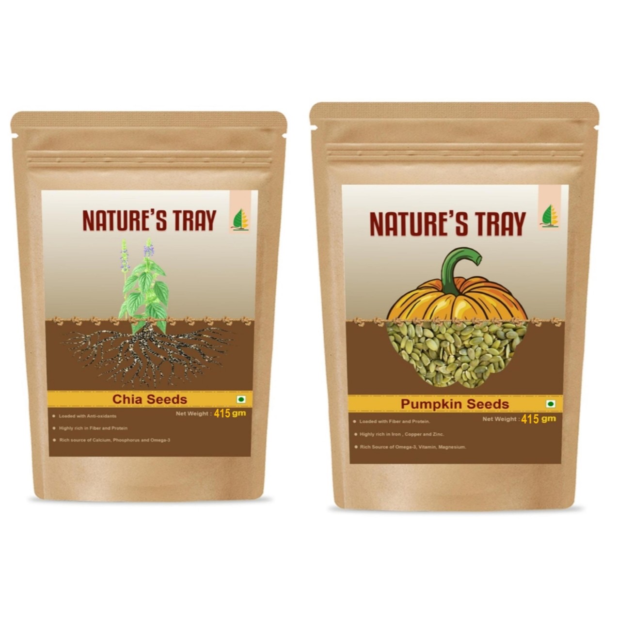 Combo of 2 of 415gm ( Chia Seeds+Raw Pumpkin Seeds )