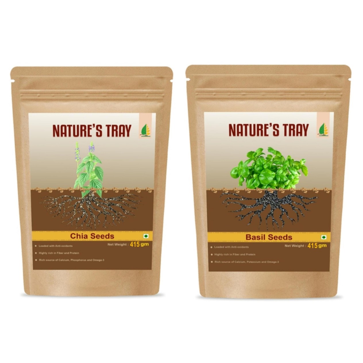 Combo of 2 of 415gm ( Chia Seeds+Basil Seeds )